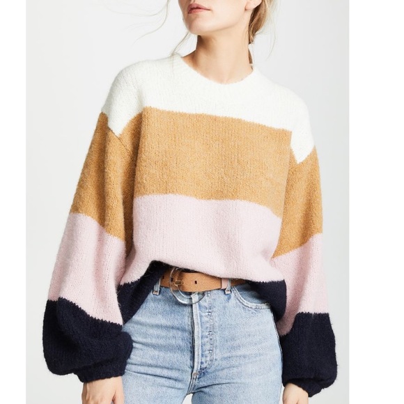 Acne Sweaters Acne Kazia Color Block Striped Sweater Navy Pink Size Small Poshmark